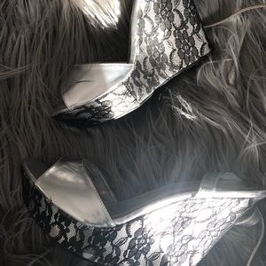Silver Lace Wedges